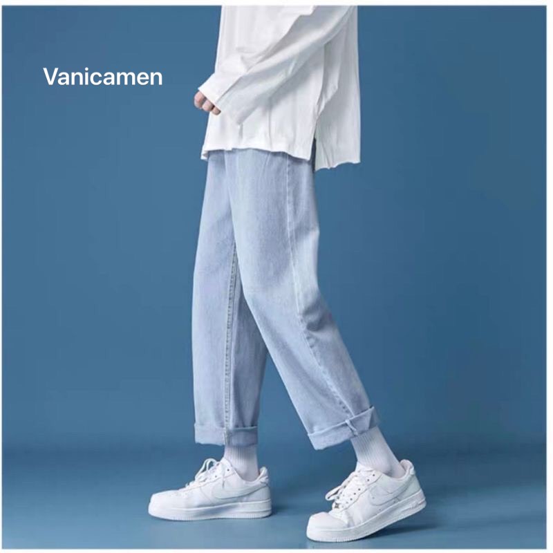 Quần Jean Baggy nam xanh sáng nhạt ống suông rộng BG01 style hàn quốc 2021 Vanicamen