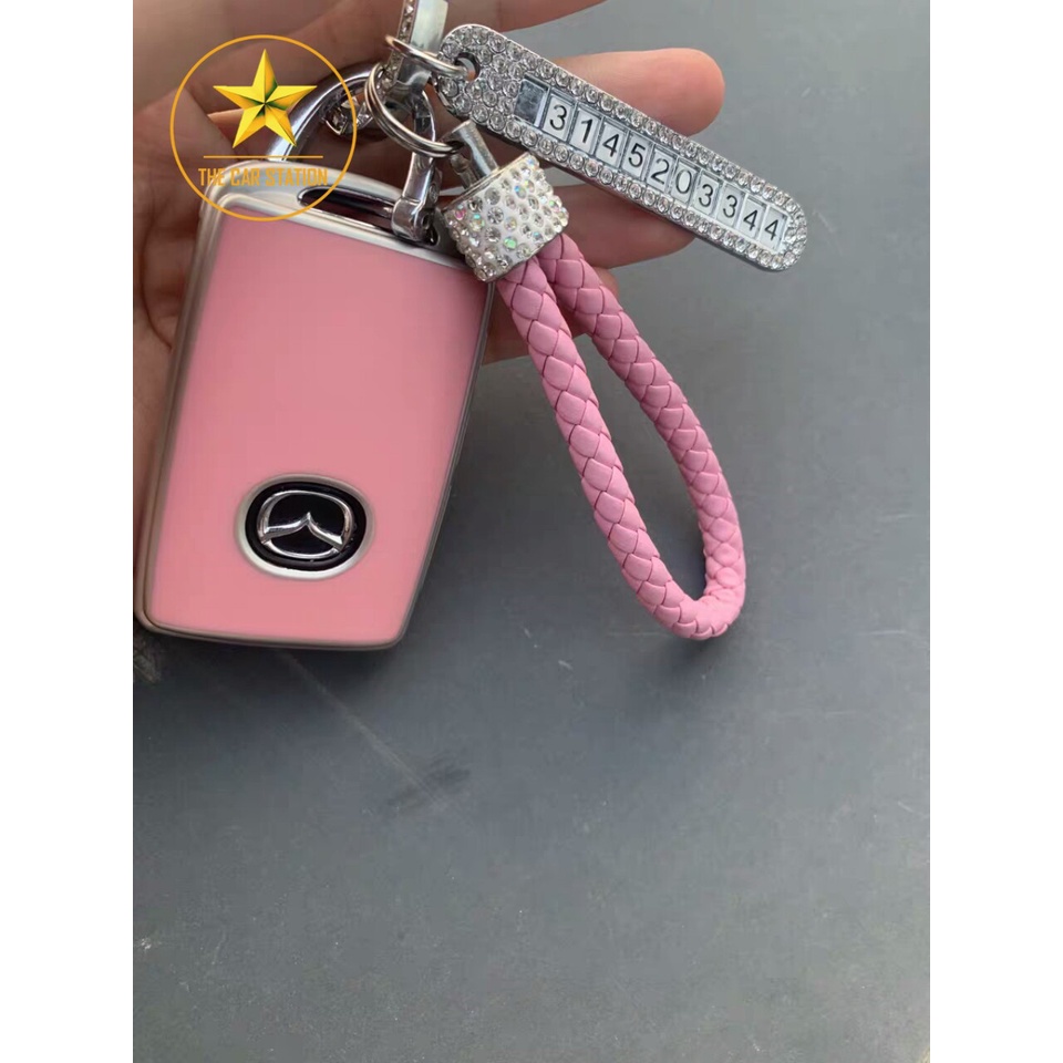 - Ốp đính đá bọc chìa khóa xe hơi ô tô Mazda 2 3 6 - Mazda CX 3 - CX 5 - CX 8 - CX 30 -  Bao da chìa khóa-Mẫu 74