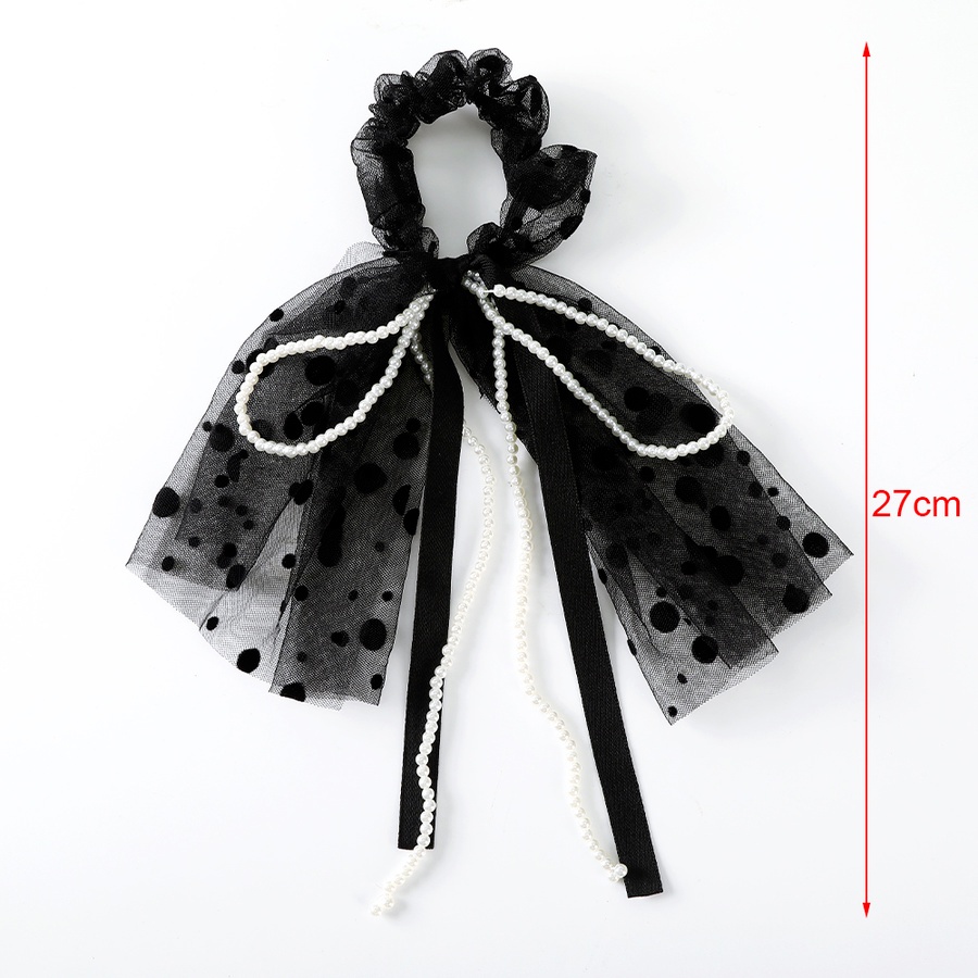 Dây buộc tóc lưới thắt nơ họa tiết chấm bi co giãn phong cách Hàn Quốc thời trang dành cho nữ