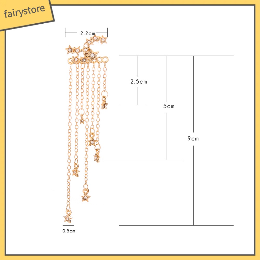 Khuyên tai dáng dài thiết kế tua rua đính ngôi sao độc đáo cho nữ