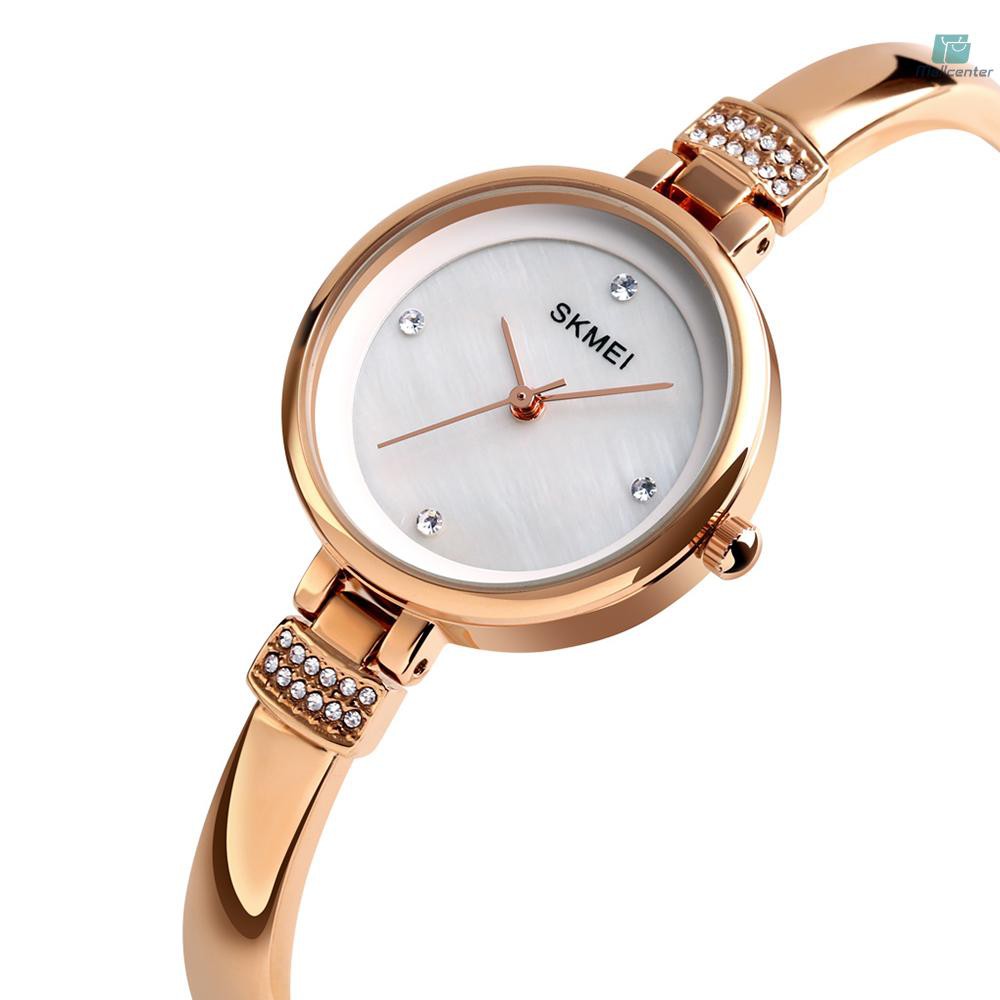 Đồng hồ mặt kim thương hiệu SKMEI 1409 chống thấm nước 3ATM phối dây hợp kim phong cách thời trang dành cho nữ