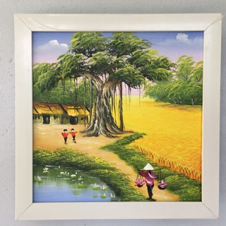 TRANH ĐỒNG QUÊ VIỆT NAM(35x35cm đã gồm khung)