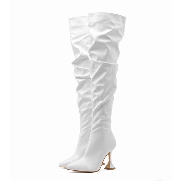 Bốt boot đùi nhăn gót nhọn fullbox hàng quảng châu cao cấp | BigBuy360 - bigbuy360.vn