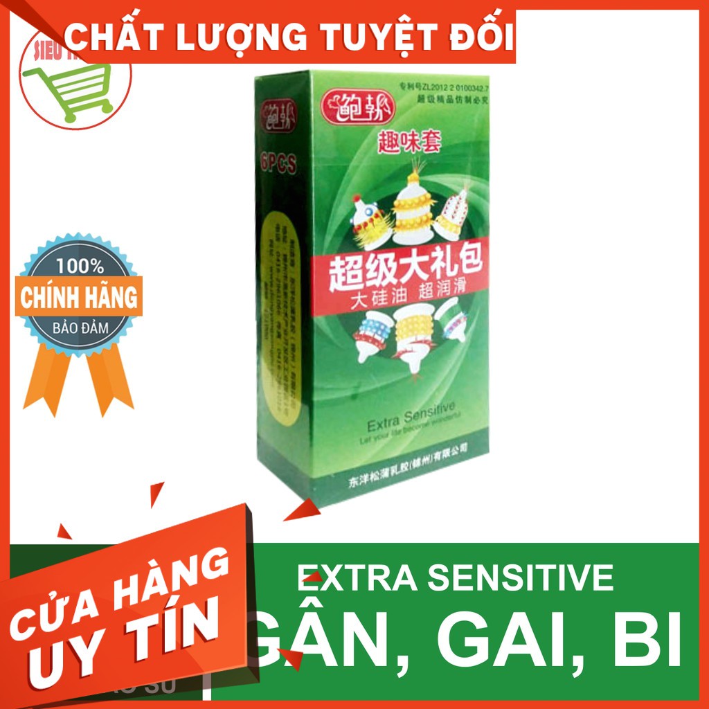 [bao cao su co gai]BAO CAO SU GÂN GAI BI EXTRA SENSITIVE, HỘP 6 CÁI