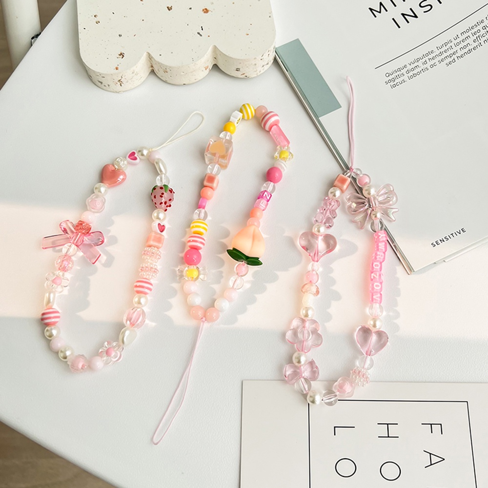 Vòng Tay Dây Xỏ Hạt Chống Thất Lạc Hình Gấu / Trái Tim / Quả Đào Màu Hồng Phong Cách Hàn Quốc