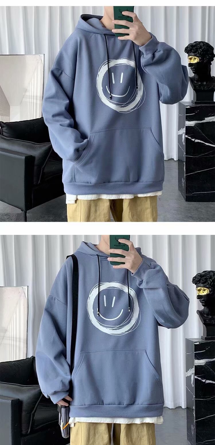 Áo khoác hoodie nam tay dài in hình mặt cười 3 màu dễ thương size M - 5XL | BigBuy360 - bigbuy360.vn