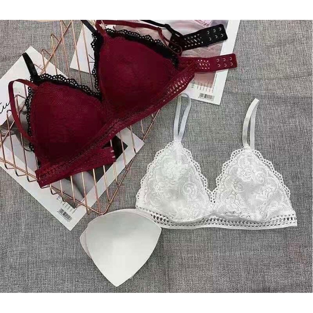 [RẺ VÔ ĐỊCH] Áo bra nữ ren hoa nâng ngực cài sau - Áo bralette coton mềm không gọng mút mỏng Yly276