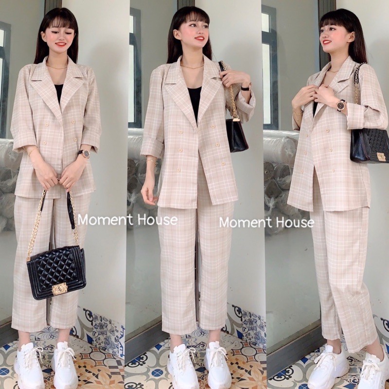 SET VEST CARO NÂU HỒNG | BigBuy360 - bigbuy360.vn