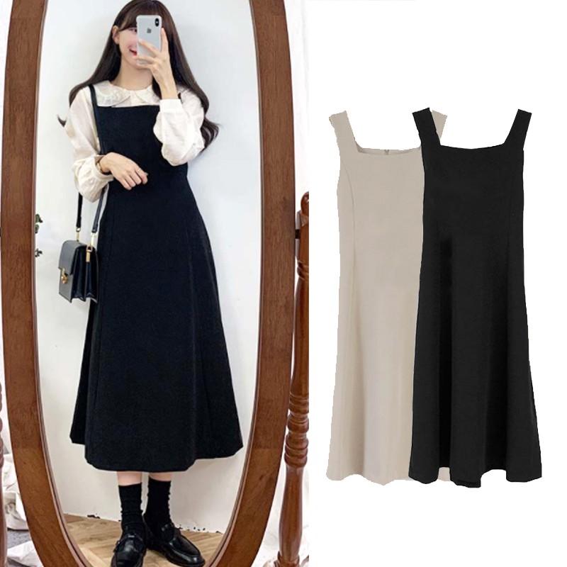 Kumivn ORDER SET váy yếm mùa thu + áo sơ mi len kiểu dáng vintage MORAN Hàn Quốc