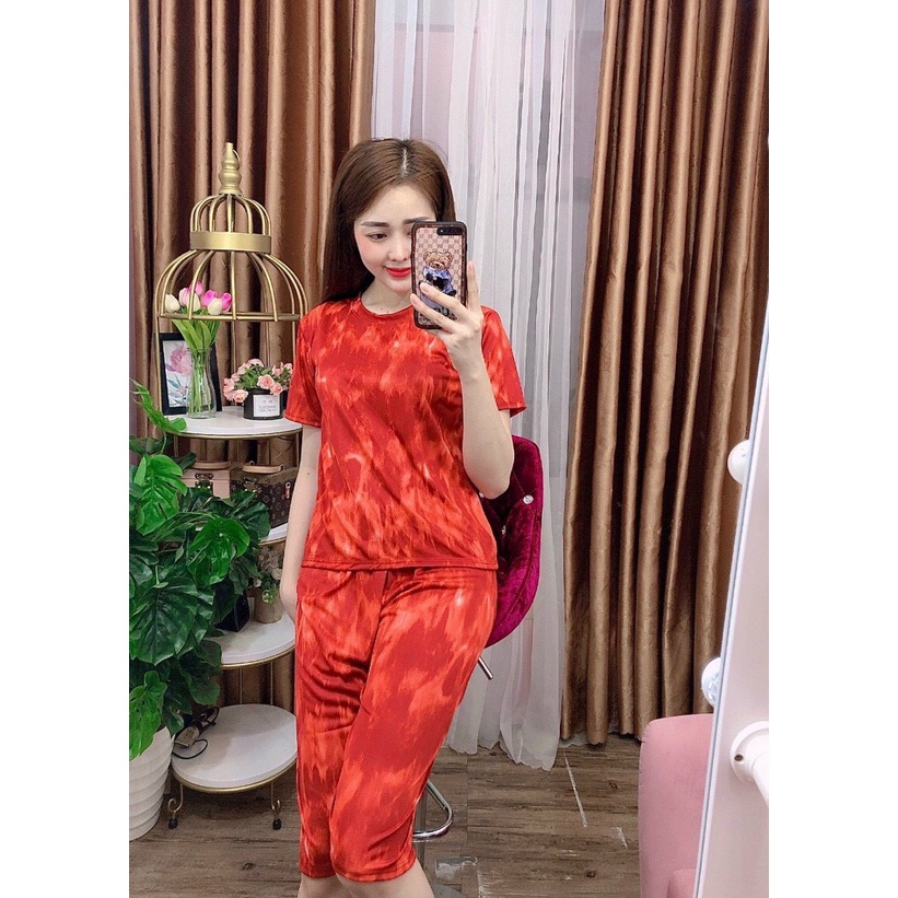 Đồ Bộ Nữ, Mẫu Lửng Loang Mặc Nhà Form Chuẩn Đẹp Cực Xinh Đủ Màu (y hình),vải thun cotton, size dưới 53kg