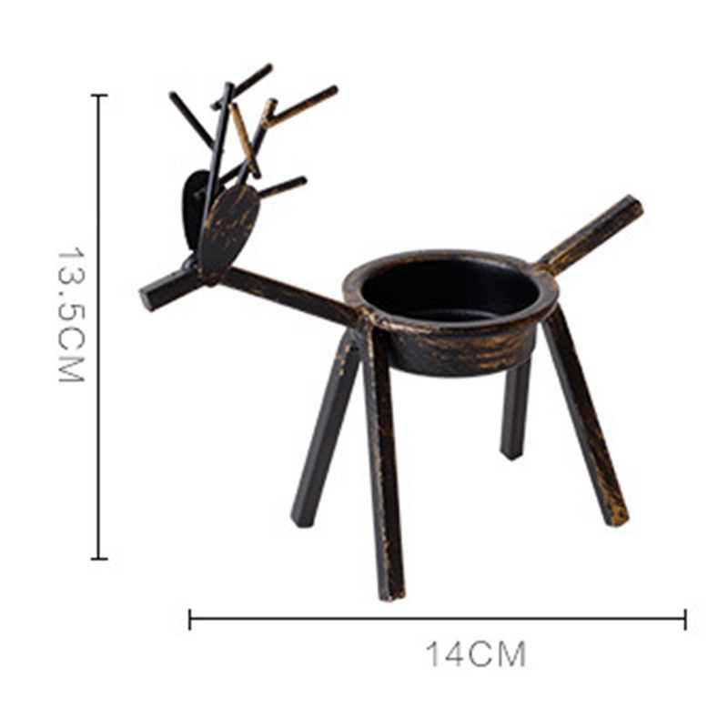 Creative European Style Bronze Deer Christmas Iron Candle Holder