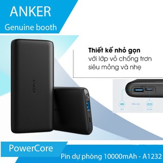 Pin dự phòng anker a1232 powercore lite siêu mòng sạc nhanh 2.4a 10000mah - hàng chính hãng