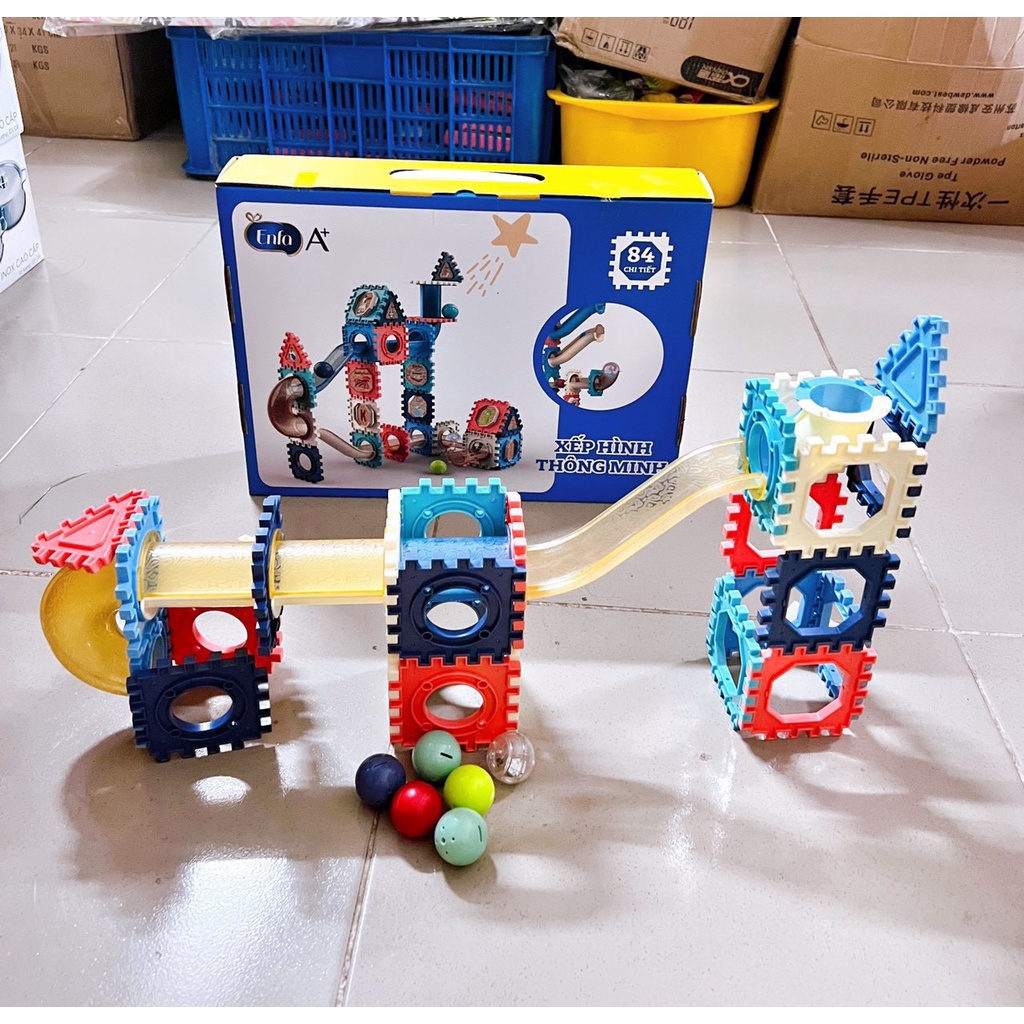 Bộ xếp hình 84 chi tiết kèm quả bi chóp đèn