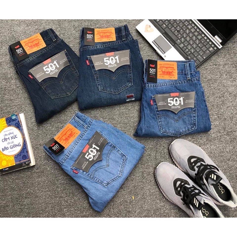Quần jean nam ống suông 501 nhiều màu xuất xịn- jean không co giãn | BigBuy360 - bigbuy360.vn