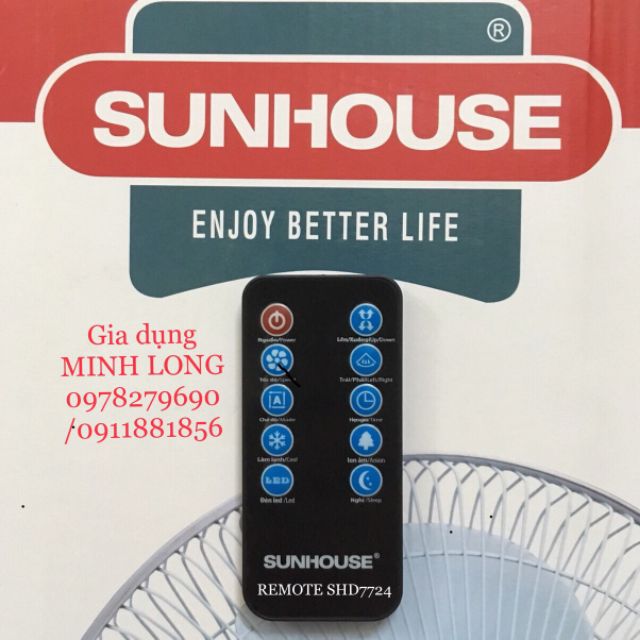 ĐIỀU KHIỂN QUẠT ĐIỀU HOÀ HƠI NƯỚC  SUNHOUSE SHD7730 SHD7727 SHD7710 SHD7724