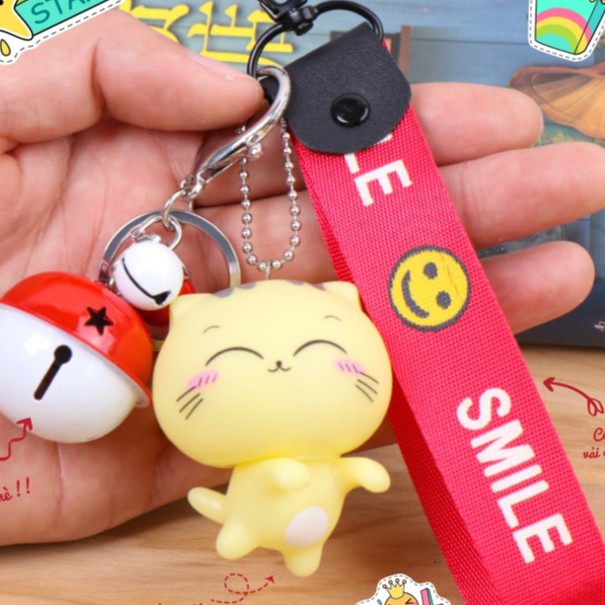 Móc khóa có chuông hoạt dình dễ thương, may mắn