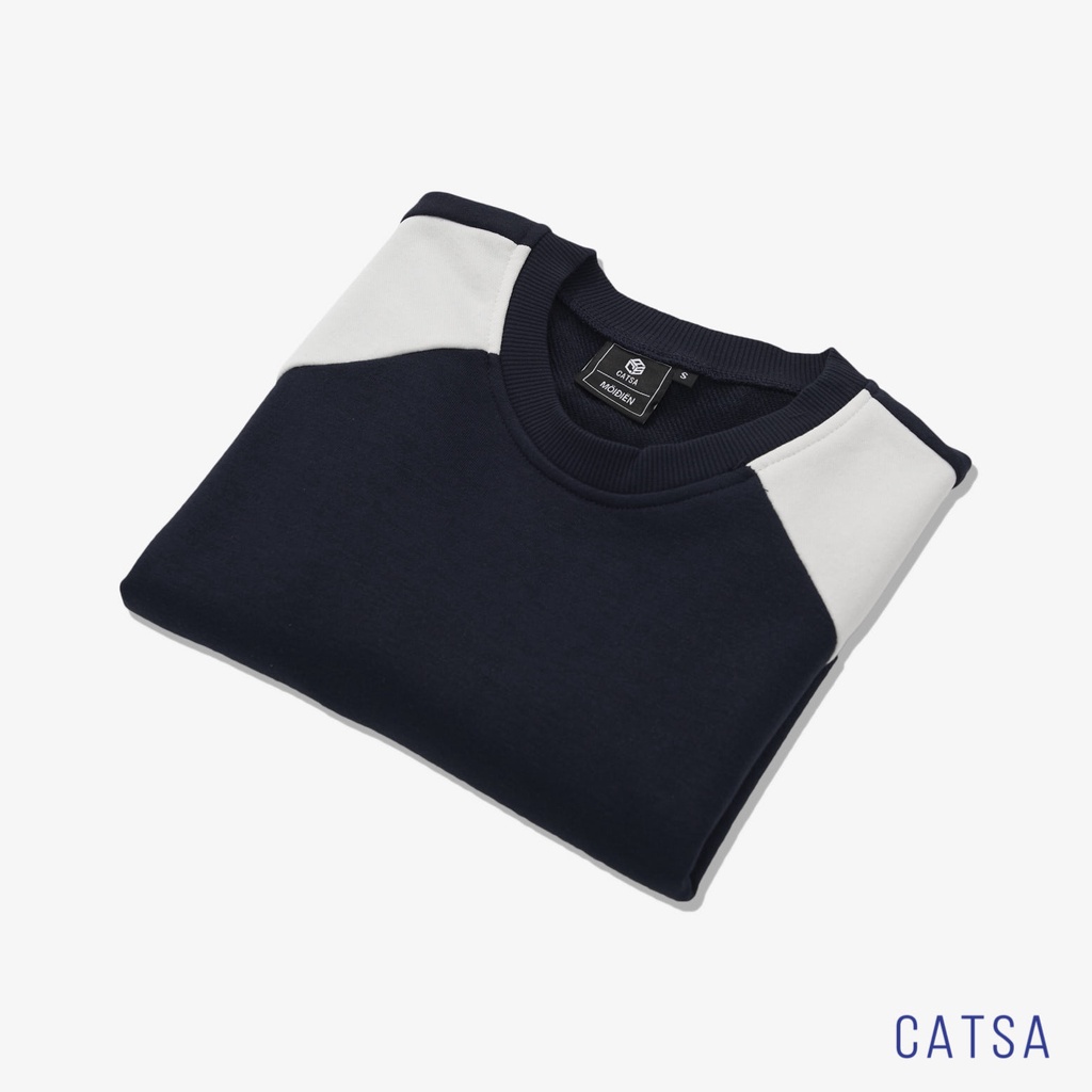 Áo thun nam tay dài phối màu xanh đen đỏ trắng thun Cotton cao cấp, mặc thoải mái CATSA ATL047