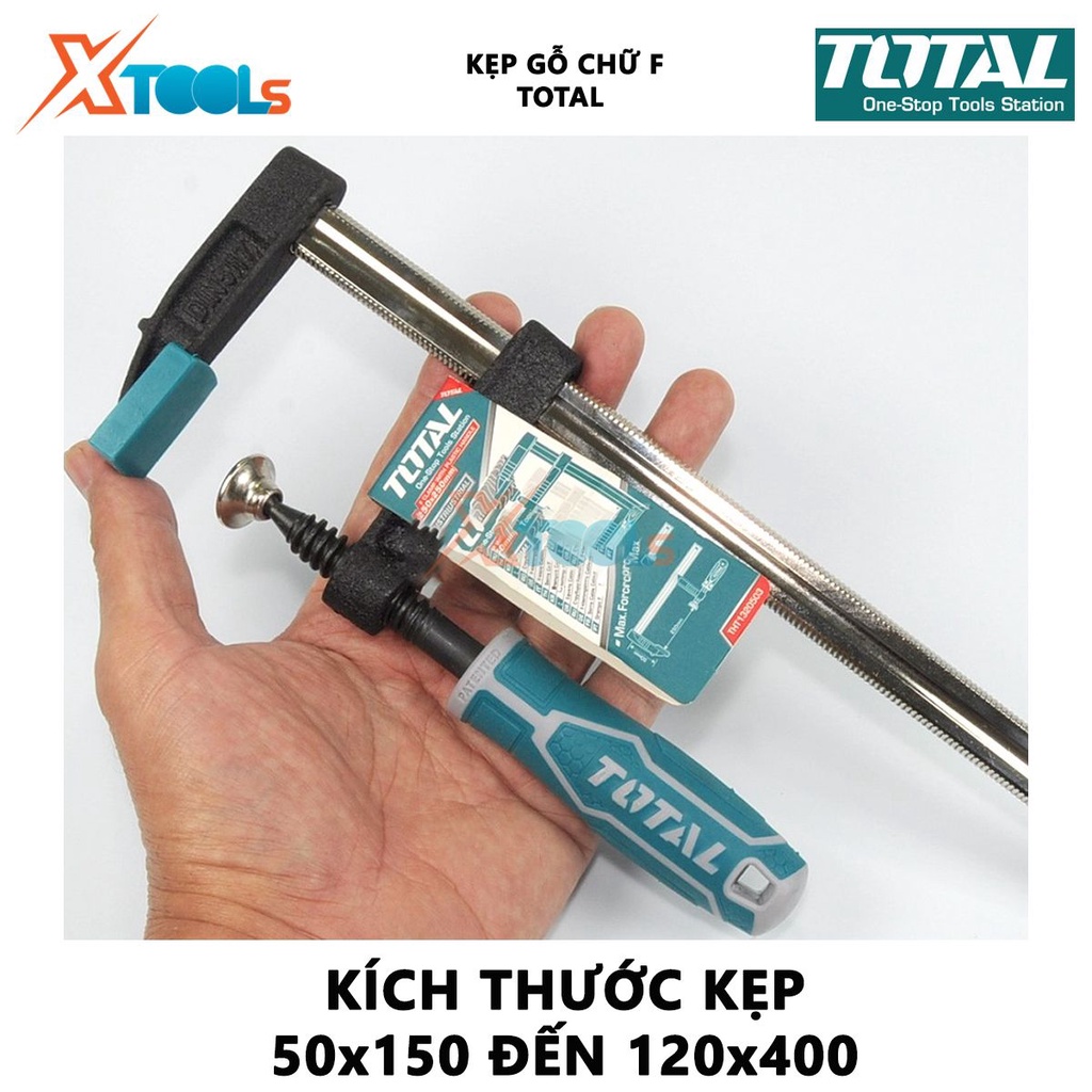 Kẹp gỗ chữ F Total Cảo chữ F thép không gỉ cố định lên bàn thợ mộc, bàn thợ cơ khí [XSAFE][XTOOLs]