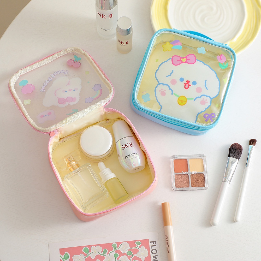 Túi Đựng Đồ Trang Điểm Trong Suốt Họa Tiết Hoạt Hình Đáng Yêu