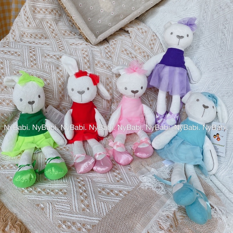 Búp Bê Thỏ Bông Mặc Váy Màu Hồng Đỏ Cam Xanh Tím [ DouDou Trấn An Con Ngủ Ngon]