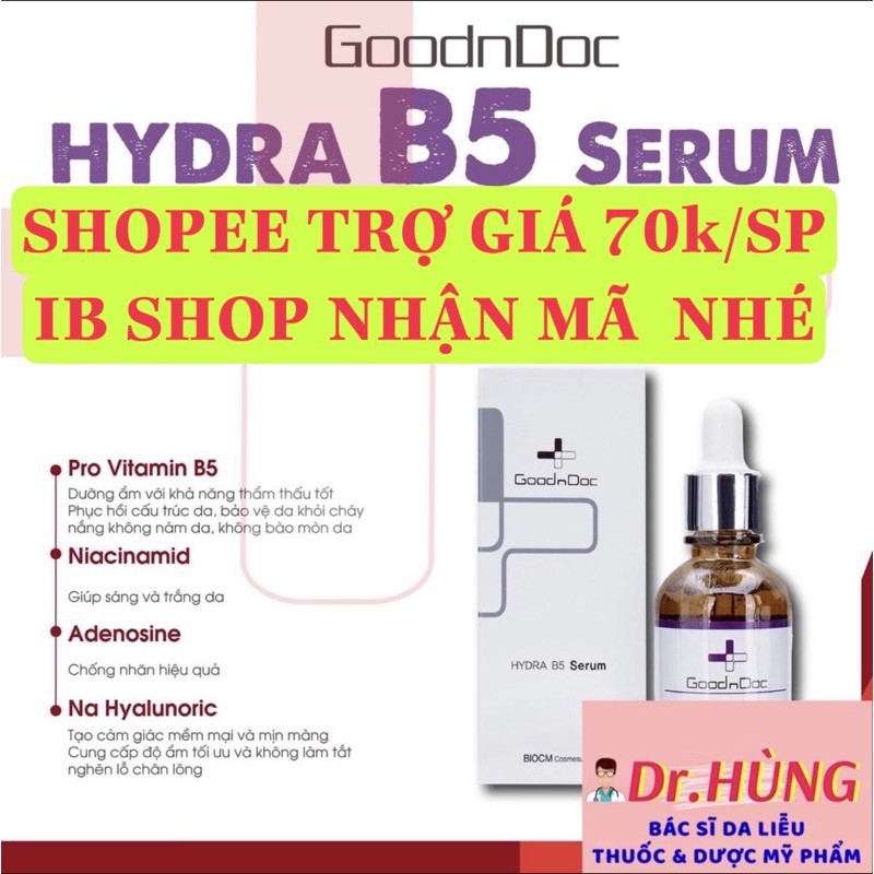 ✅(CHÍNH HÃNG) Serum GOODNDOC HYDRA B5 30ml- Cấp Ẩm Sâu , Hồi Phục Da Hư Tổn, Sáng Da Mờ Thâm | BigBuy360 - bigbuy360.vn