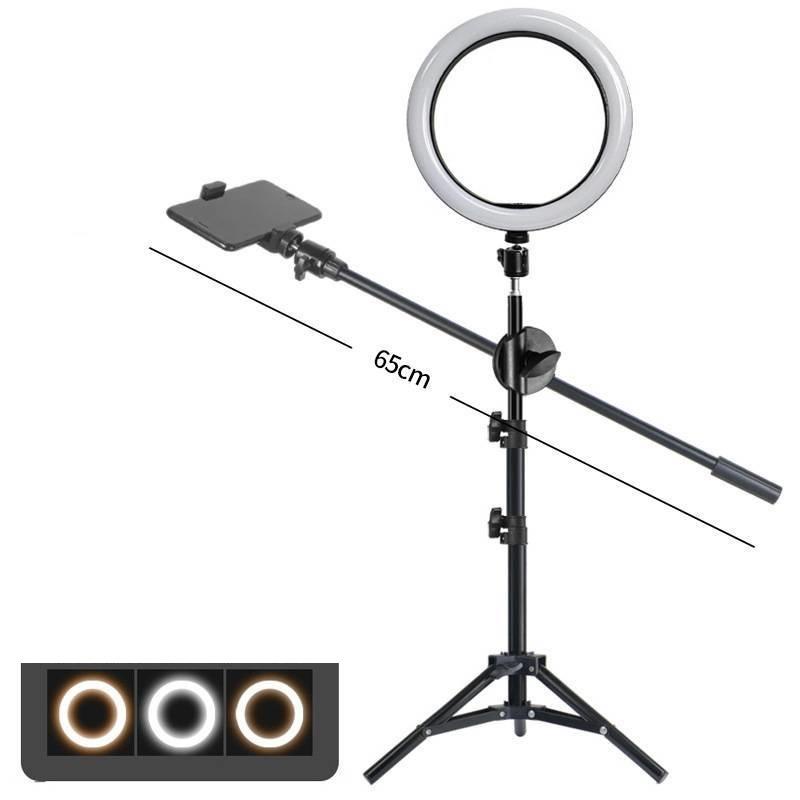 Bộ đèn led ring size 26cm chân 2m tay treo ngang kẹp điện thoại review sản phẩm livestream live