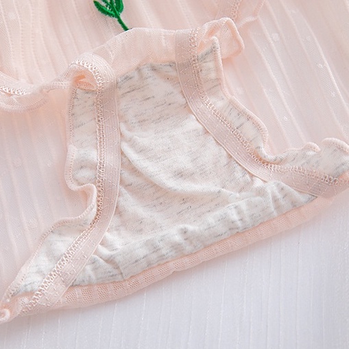 Quần lót nữ ren lưới họa tiết hoa tuy líp, đáy may thấm hút mồ hôi tốt HLBOUTIQUE L2835