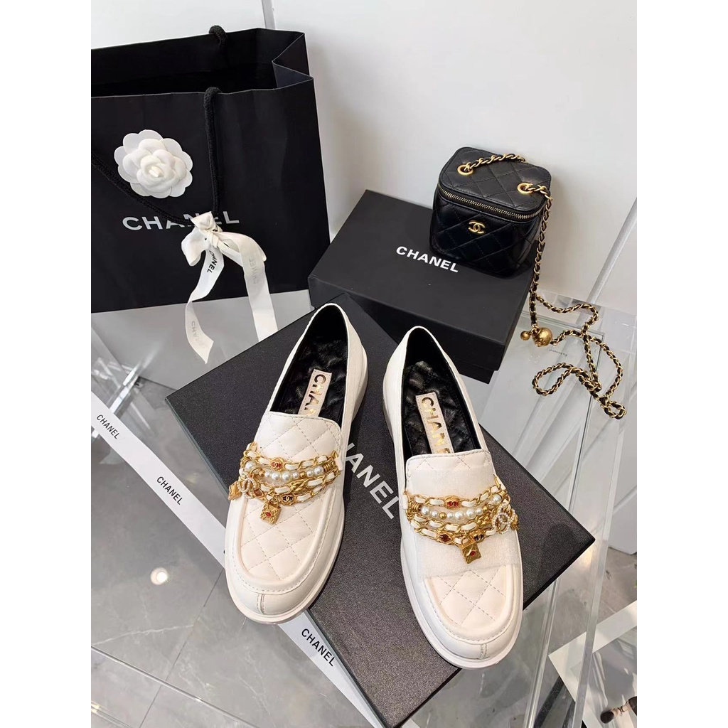 Giày Lười Nữ Da Cừu &amp; Trang Sức Không Hộp