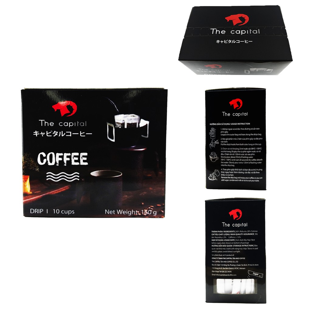Cà phê phin giấy | THE CAPITAL |  Hộp 10 gói (16g x 10 gói) | Drip Coffee | Cafe