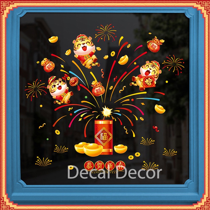 Decal Trang Trí Tết 2022 Dán Tĩnh Điện Nhiều Mẫu Đa Dạng Dán Kính | BigBuy360 - bigbuy360.vn