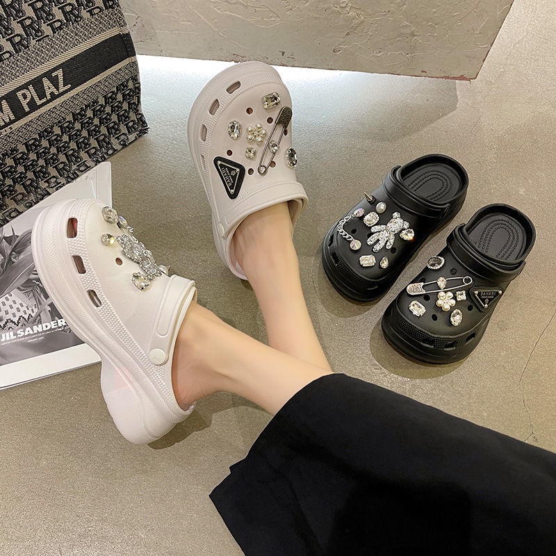 2023 NEW Crocs Dép Sandal Nữ Đính Kim Cương Chống Trượt Thời Trang Giày Nữ Dép