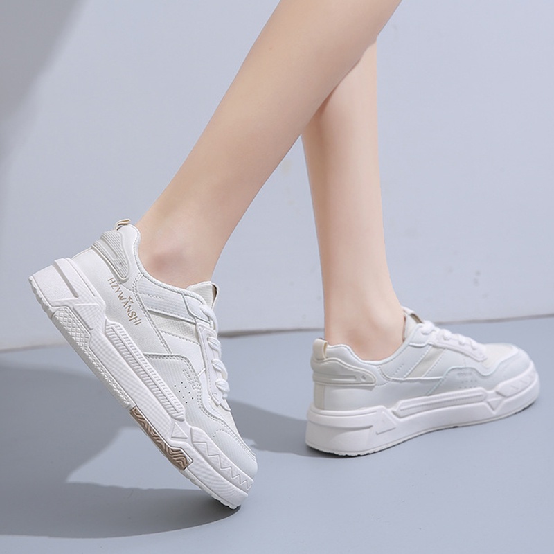 Giày Sneaker Mũi Tròn Đế Cao Thoáng Khí Phong Cách Hàn Quốc Cho Nữ
