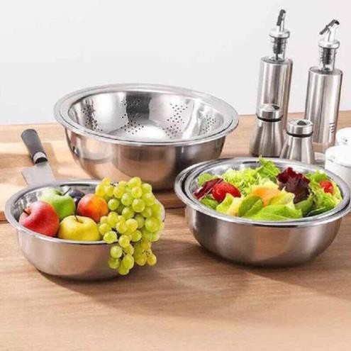 Bộ Thau Rổ Inox Nhà Bếp 5 Món Bằng Inox Đủ Size từ 18 - 26 cm tiện dụng - Sieuthigiadinh.2021