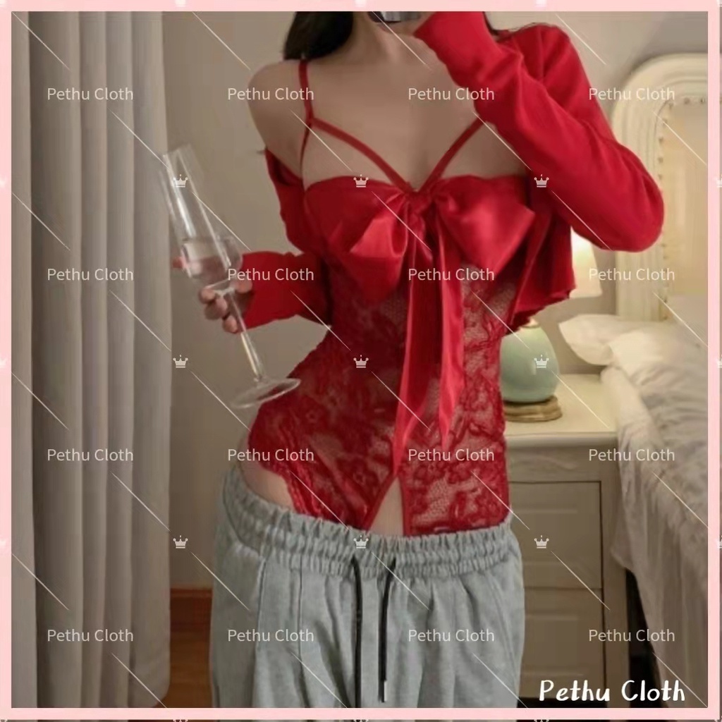 （Q1,HCM）Đồ Ngủ Sexy ren nữBodysuit 2 dây ren Bộ khoét đáy gợi cảm 40-58kg--008