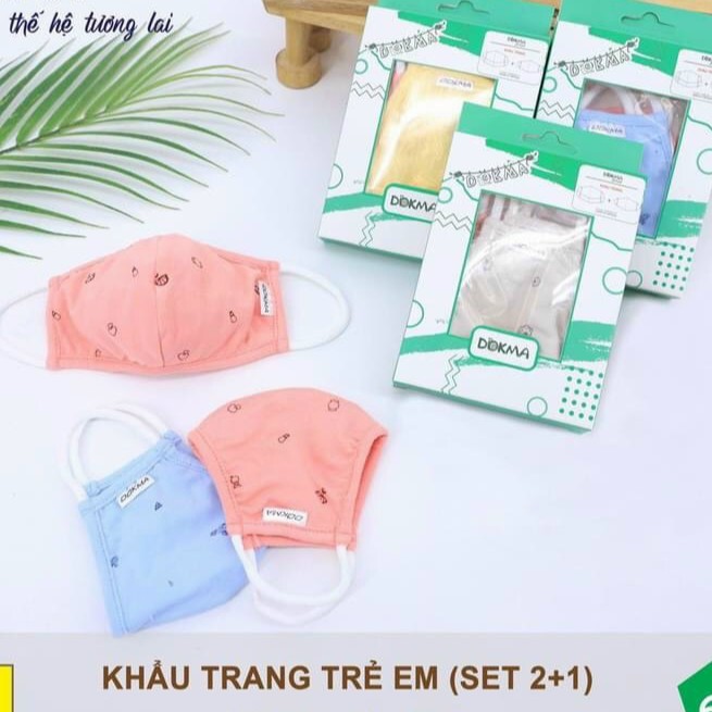 Khẩu Trang Vải Sợi Tre DOKMA Siêu Mềm Kháng Khuẩn,Chống Bụi,Tia UV Cho Bé Sơ Sinh Tới 4 Tuổi Set 3 Cái