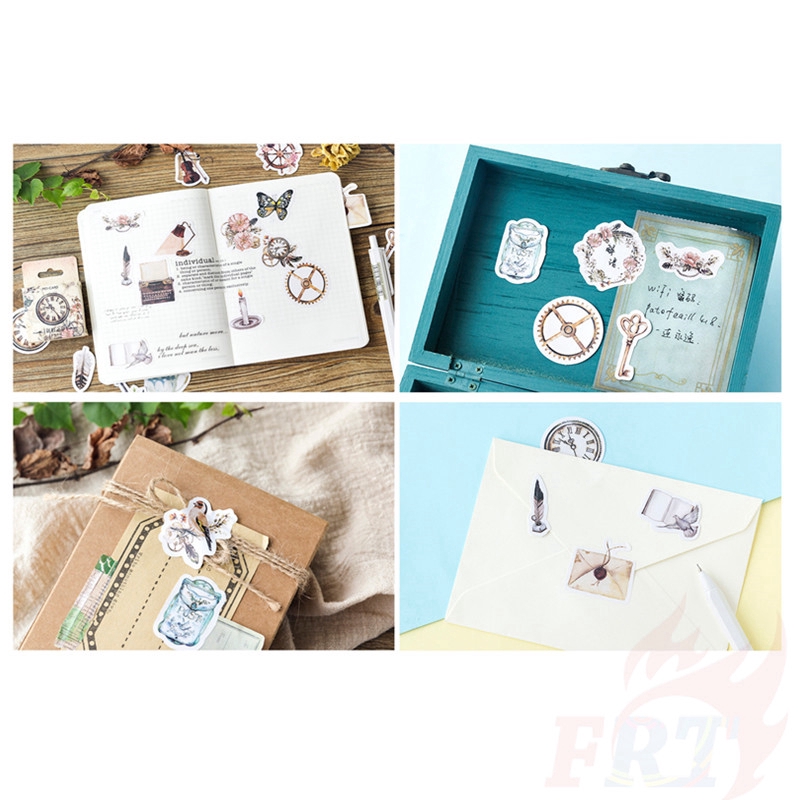 &gt; Ready Stock &lt; ❉ Retro Giấy và decal dán tường ❉45Pcs/Box DIY Decals Stickers Sealing Stickers