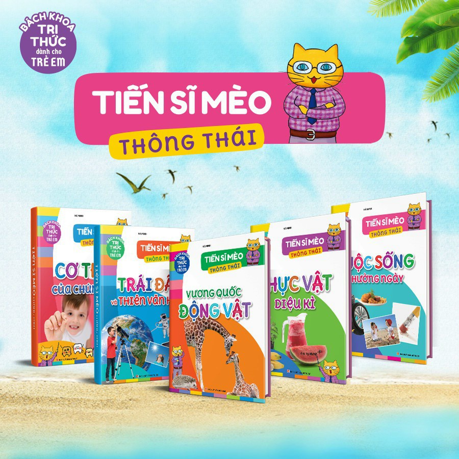 Sách - Bách Khoa Tri Thức Cho Trẻ Em - Tiến Sĩ Mèo Thông Thái - Bộ 5 Cuốn - Tặng Kèm 1 Cuốn Sổ Ghi Chép