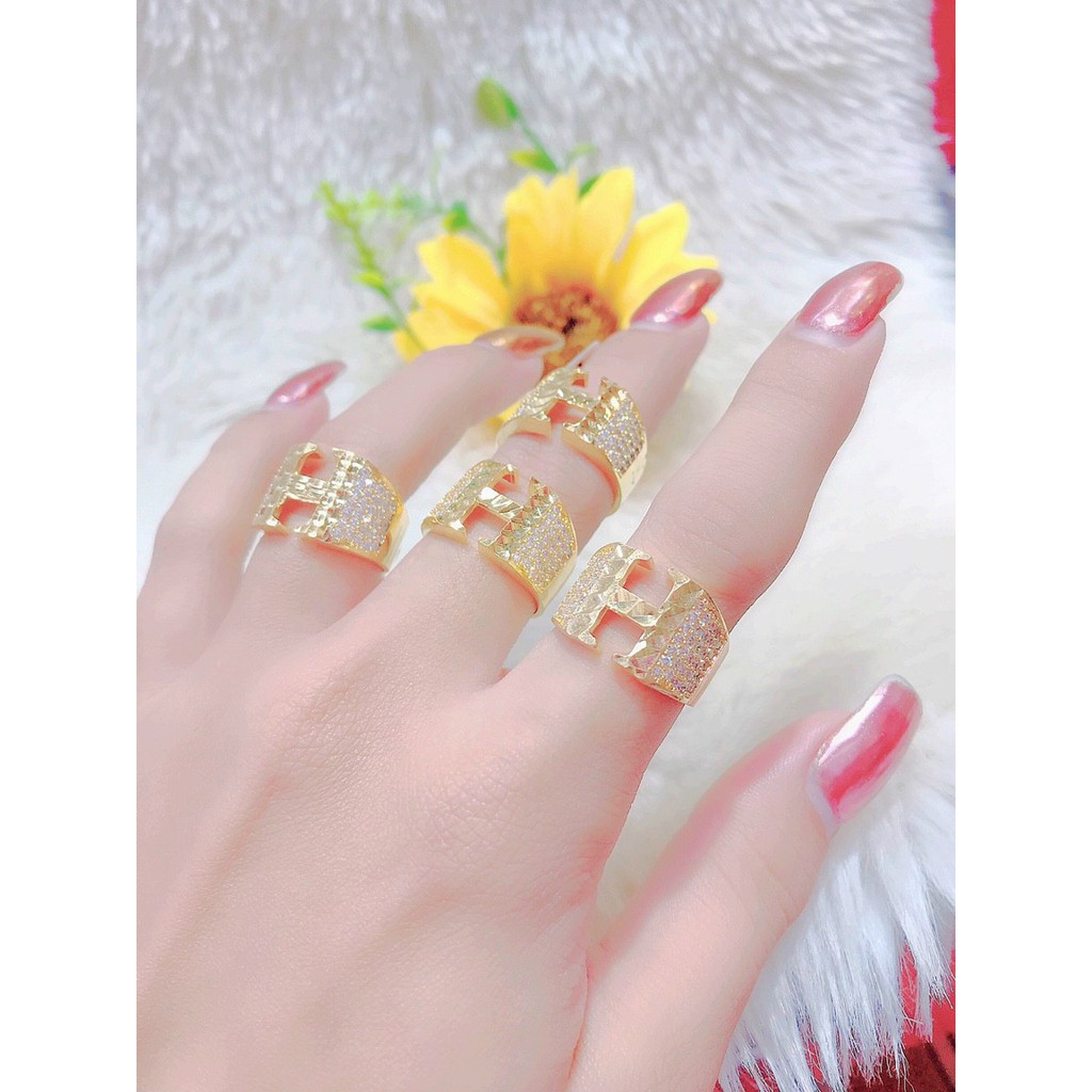 Nhẫn Nữ Mạ Vàng 18K Kiểu Chữ H 048.2611 - Mang đi chơi, đi tiệc rất đẹp - bền màu - bao đổi trả nếu sai hình