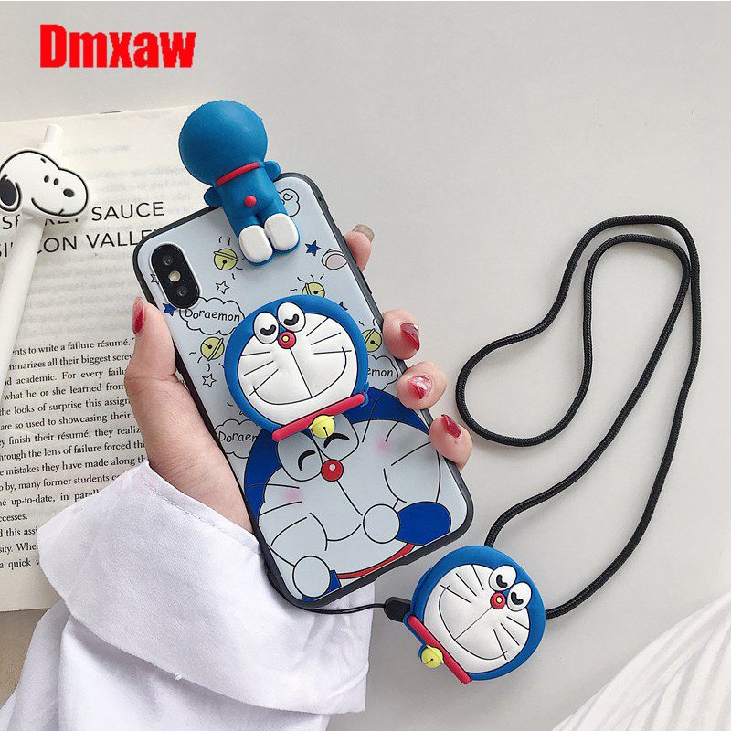 Ốp điện thoại bằng silicone in hình Doraemon cho điện thoại iPhone XS Max XR X 7 8 Plus 6 Plus