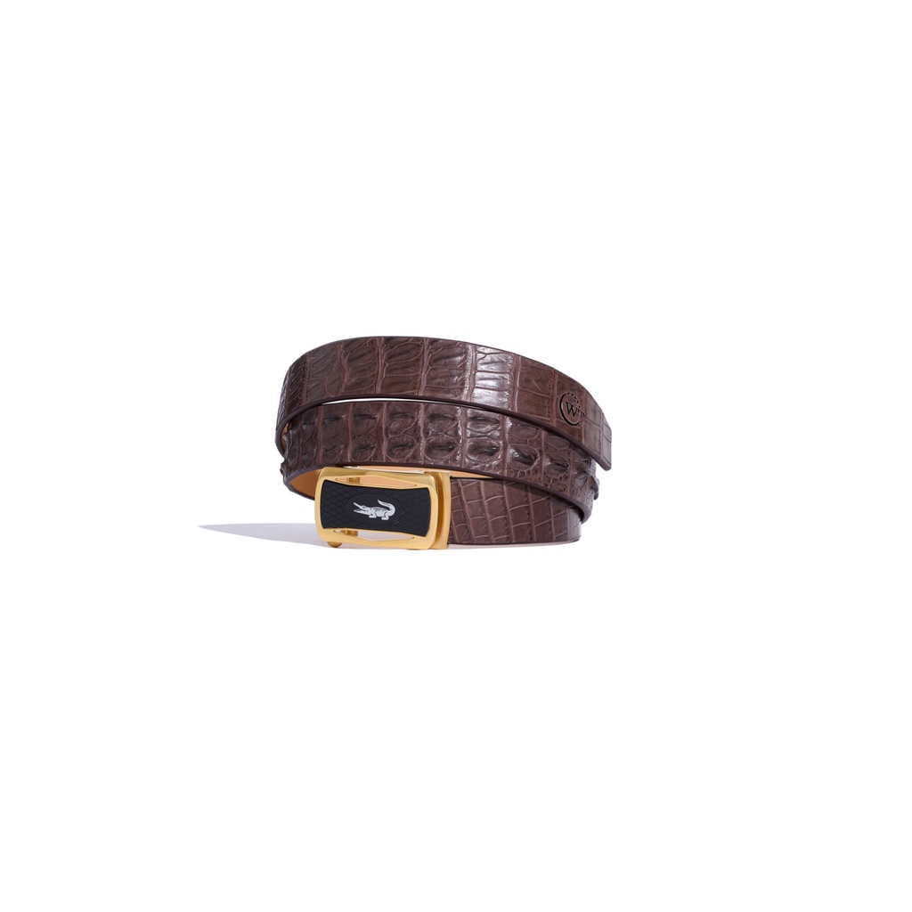 Thắt Lưng Nam Da Cá Sấu Cao Cấp Màu Bạc, Màu Vàng WT Leather GATOR- Bản 3.3cm