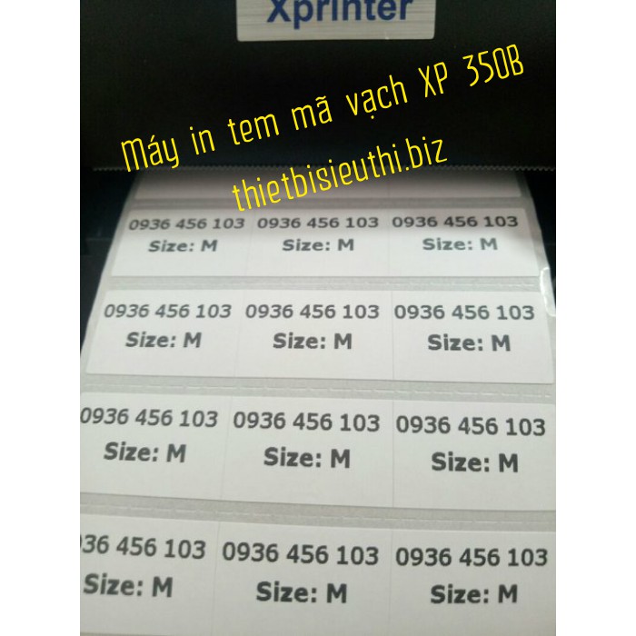 Máy in tem nhiệt Xprinter XP 350B 3 tem 24*15mm