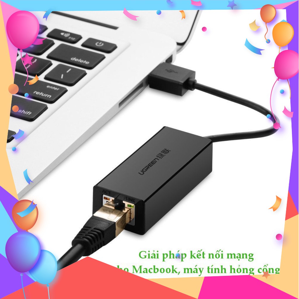 [GIÁ SỈ]  USB to Lan chính hãng Ugreen UG-20254 hỗ trợ Macbook, Windows 10/100Mbps