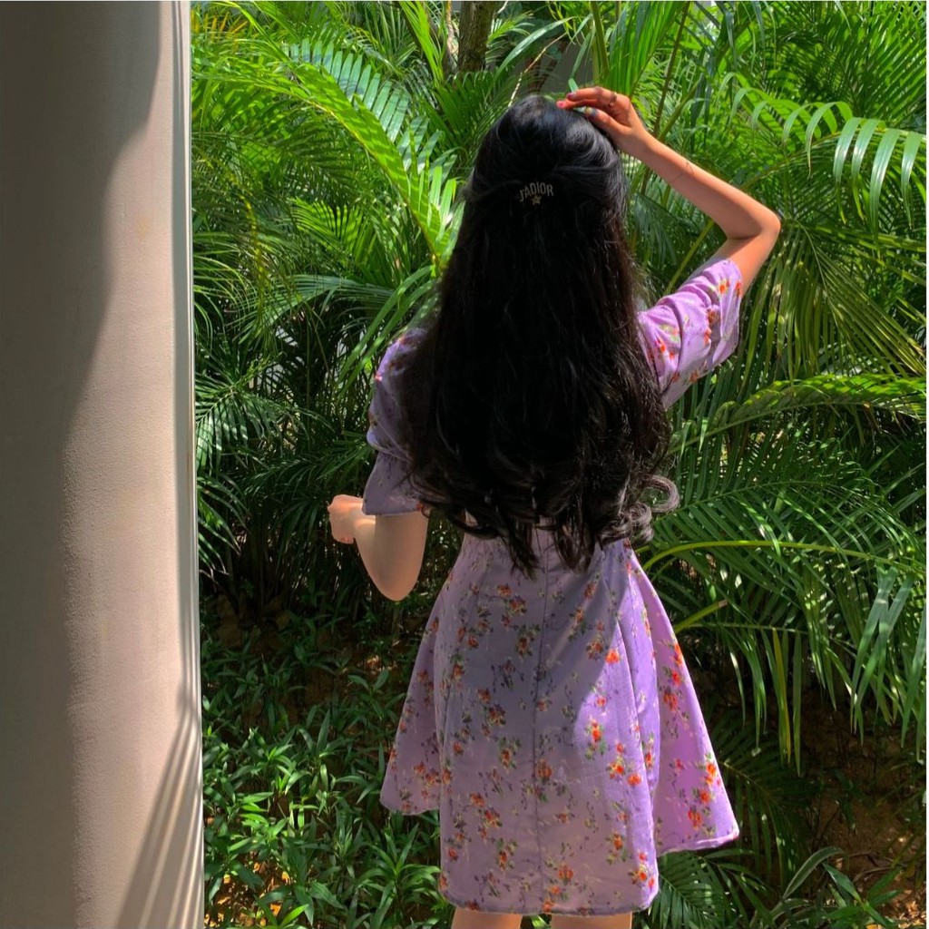 Đầm nữ hoa nhí dáng ôm mini tay ngắn Emilyshop