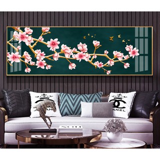 Tranh treo tường hiện đại phong thủy hoa anh đào chất liệu bóng kính hoặc vải canvas ZTU_238595