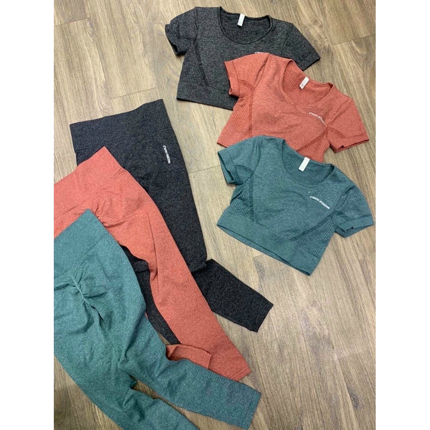 Set Quần Dài Áo Croptop Tập Yoga Gym Zumba Fitness