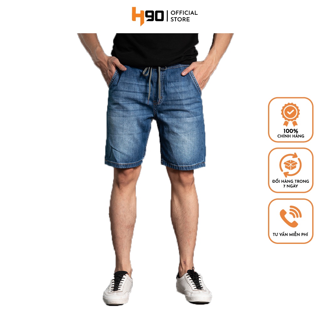 Quần short jean nam cạp chun H90 chất bò co giãn J015