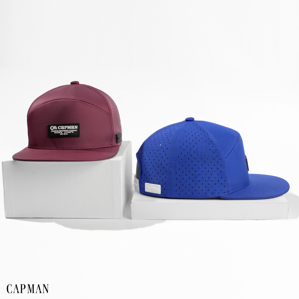 Mũ snapback chính hãng CAPMAN phong cách hiphop vải dù trơn hoạ tiết màu xanh CM94