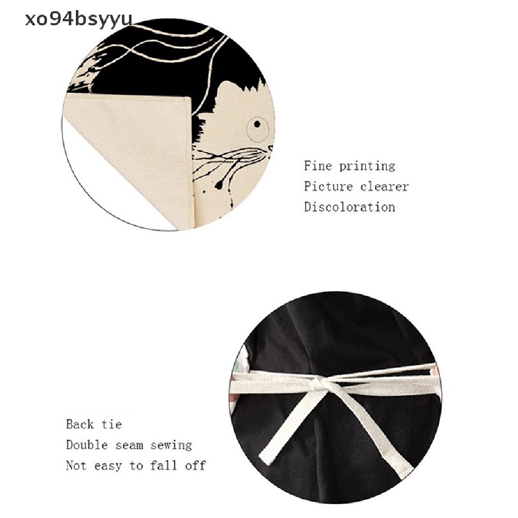 Tạp Dề Cotton Lanh Không Tay In Hình Chó Bull / Mèo Vui Nhộn Dành Cho Nhà Bếp Xo94Bsyu