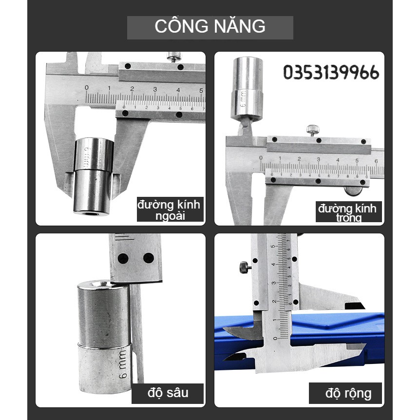 Thước kẹp cơ khí bằng thép cao cấp 150mm