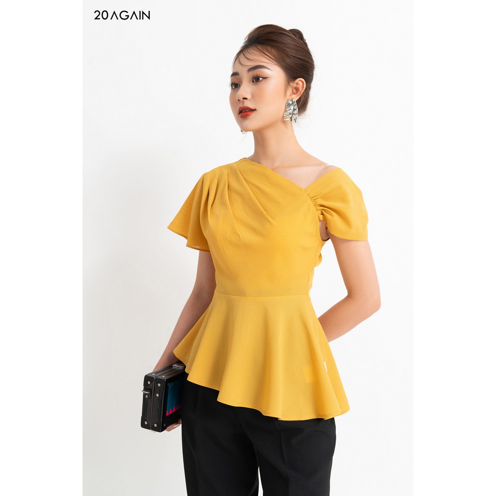 [Mã WABRM50 giảm 15% đơn 99k] Áo sơ mi ngắn tay cổ lệch 20AGAIN ASA1260 | BigBuy360 - bigbuy360.vn